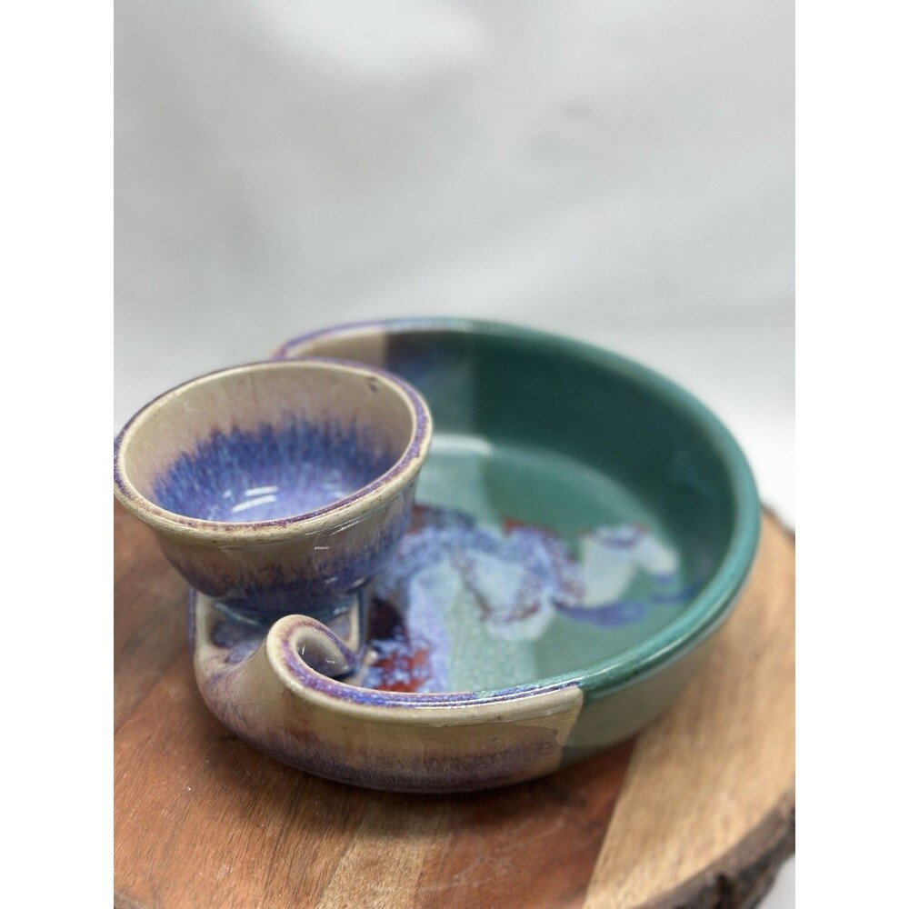Bruce Larrabee Handmade Pottery Dip Chips Snacks Serving